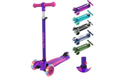 RideVOLO 光るLEDタイヤ 三段階高さ調整 キックスクーター
